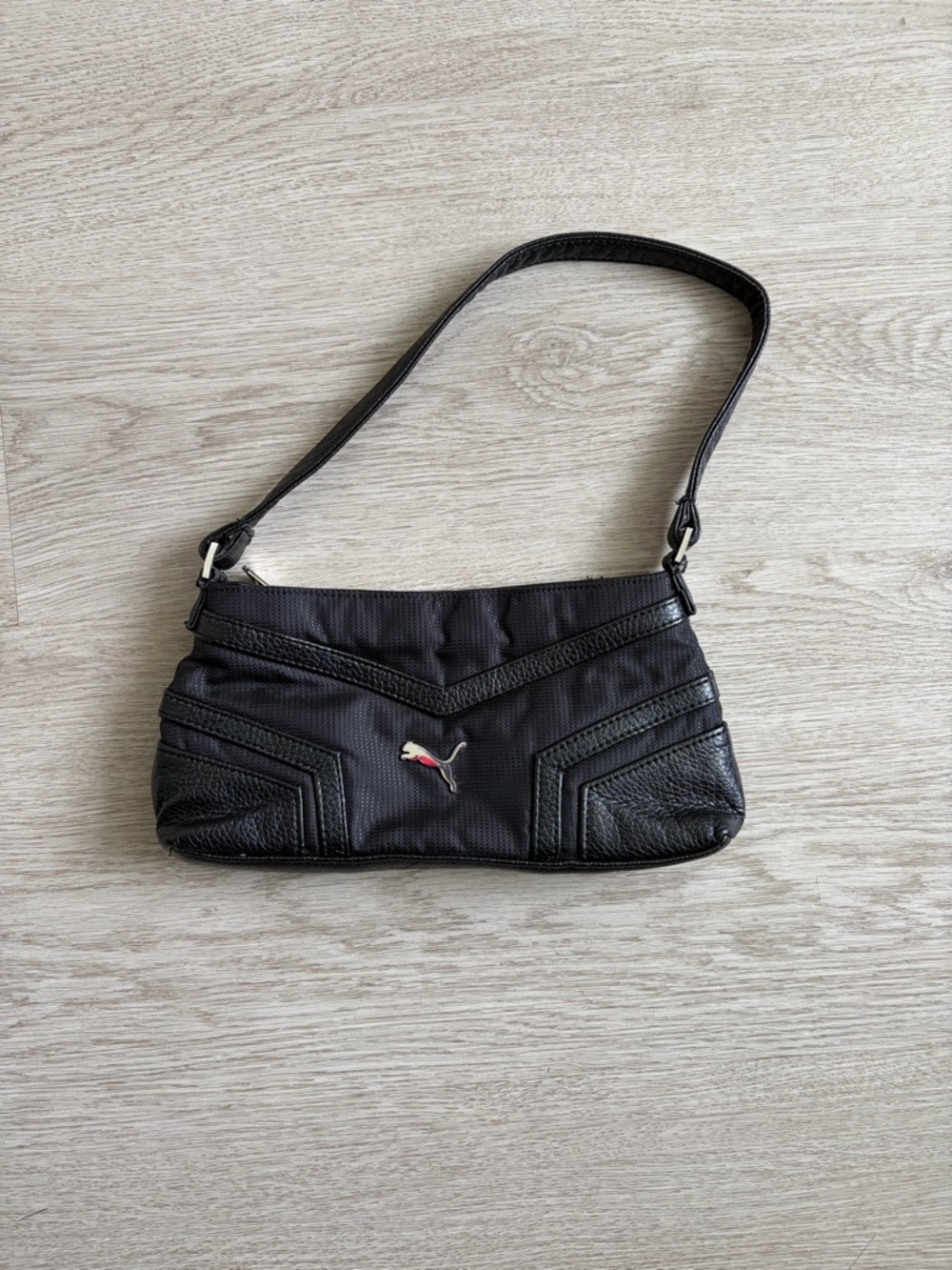 Puma Black Shoulder Clutch with Logo Accent